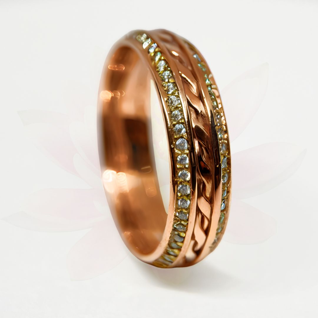 Belle Wedding Band with Twisted Rope and Diamond-Cut Accents- 6mm