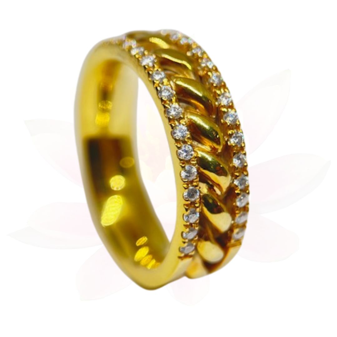 Elodie Wedding Band-Twisted Rope with Diamond Accent Lines - 6.5mm