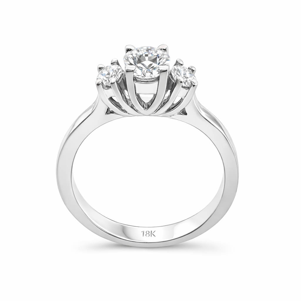 14K White Gold Three-Stone Diamond Engagement Ring