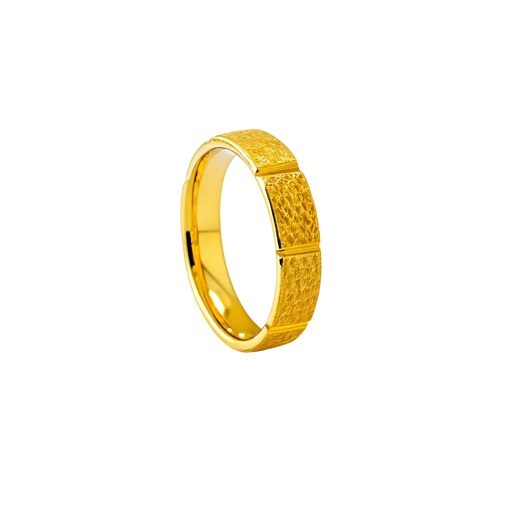 18K Gold Wedding Ring 4.5mm in Textured Finish