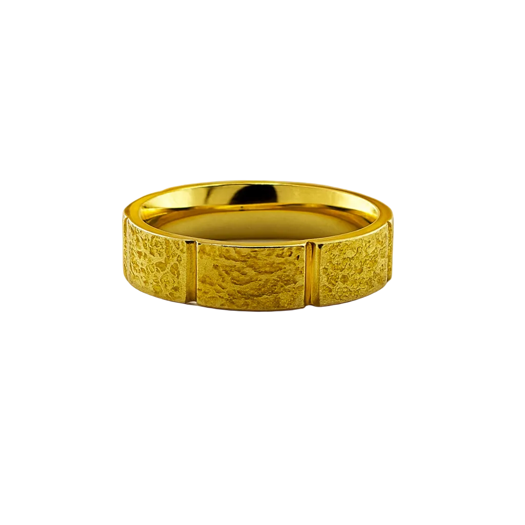 18K Gold Wedding Ring 4.5mm in Textured Finish