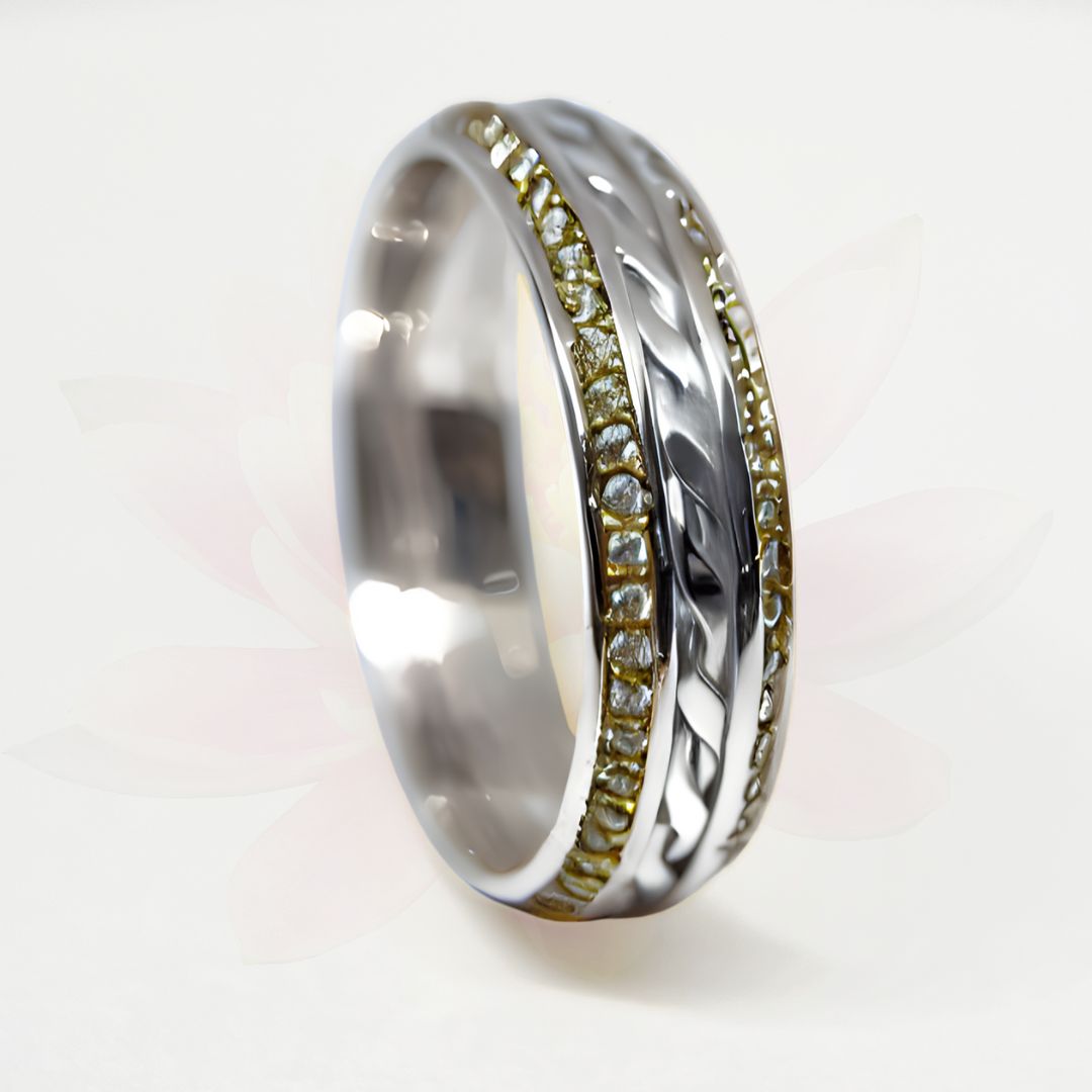 Belle Wedding Band with Twisted Rope and Diamond-Cut Accents- 6mm