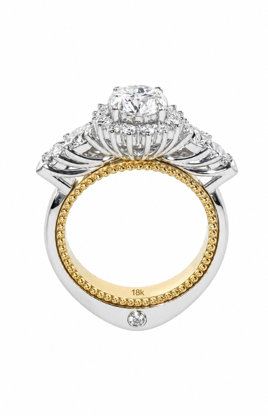 Two-Tone Round Lab-Grown Diamond Halo Engagement Ring