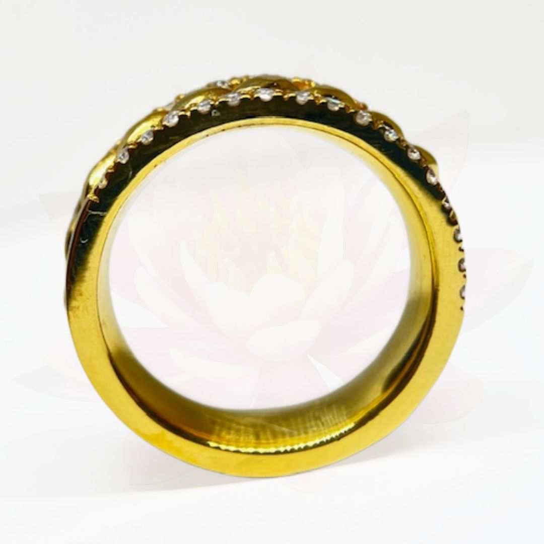 Elodie Wedding Band-Twisted Rope with Diamond Accent Lines - 6.5mm
