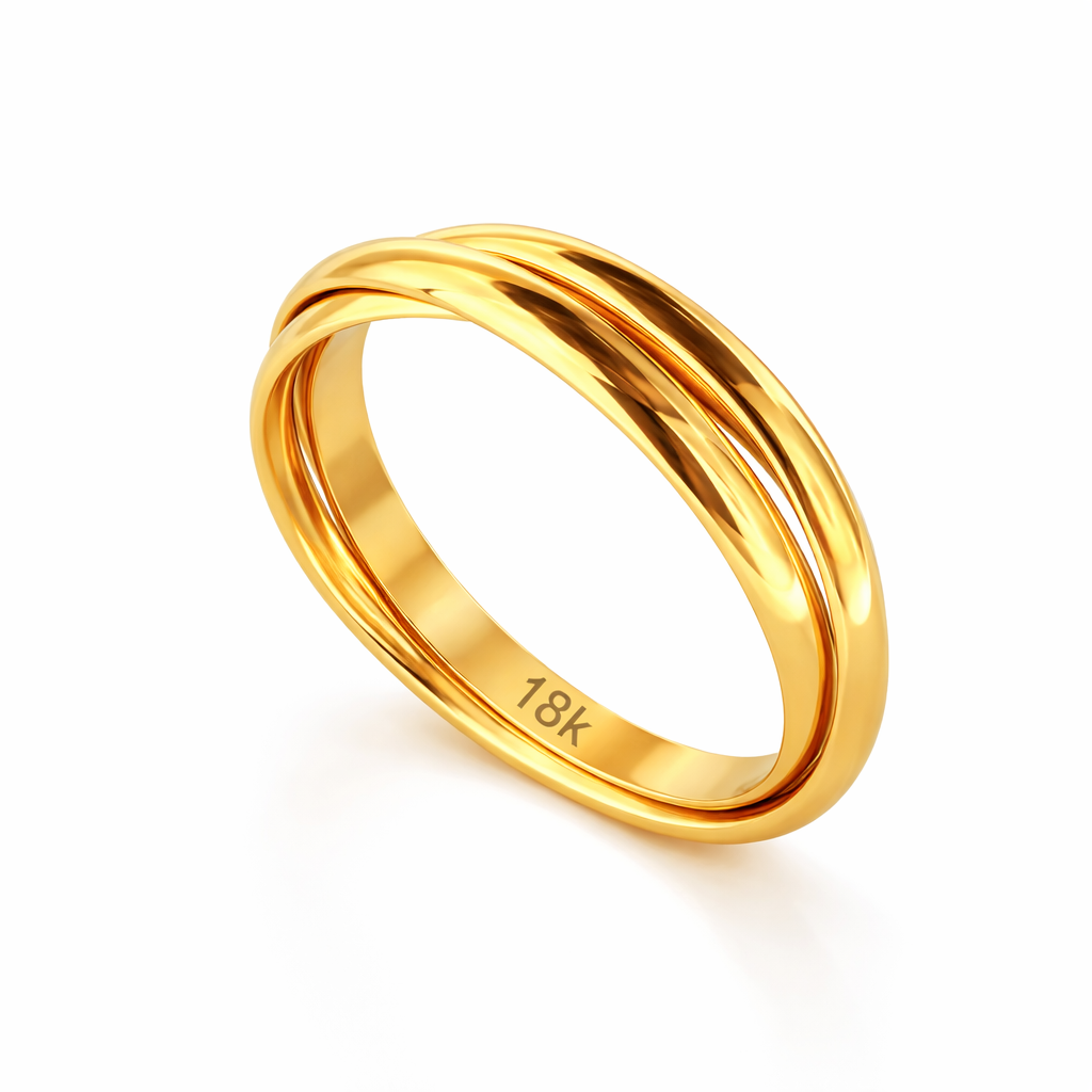 Gold Wedding Band 2.5mm Twisted Desing
