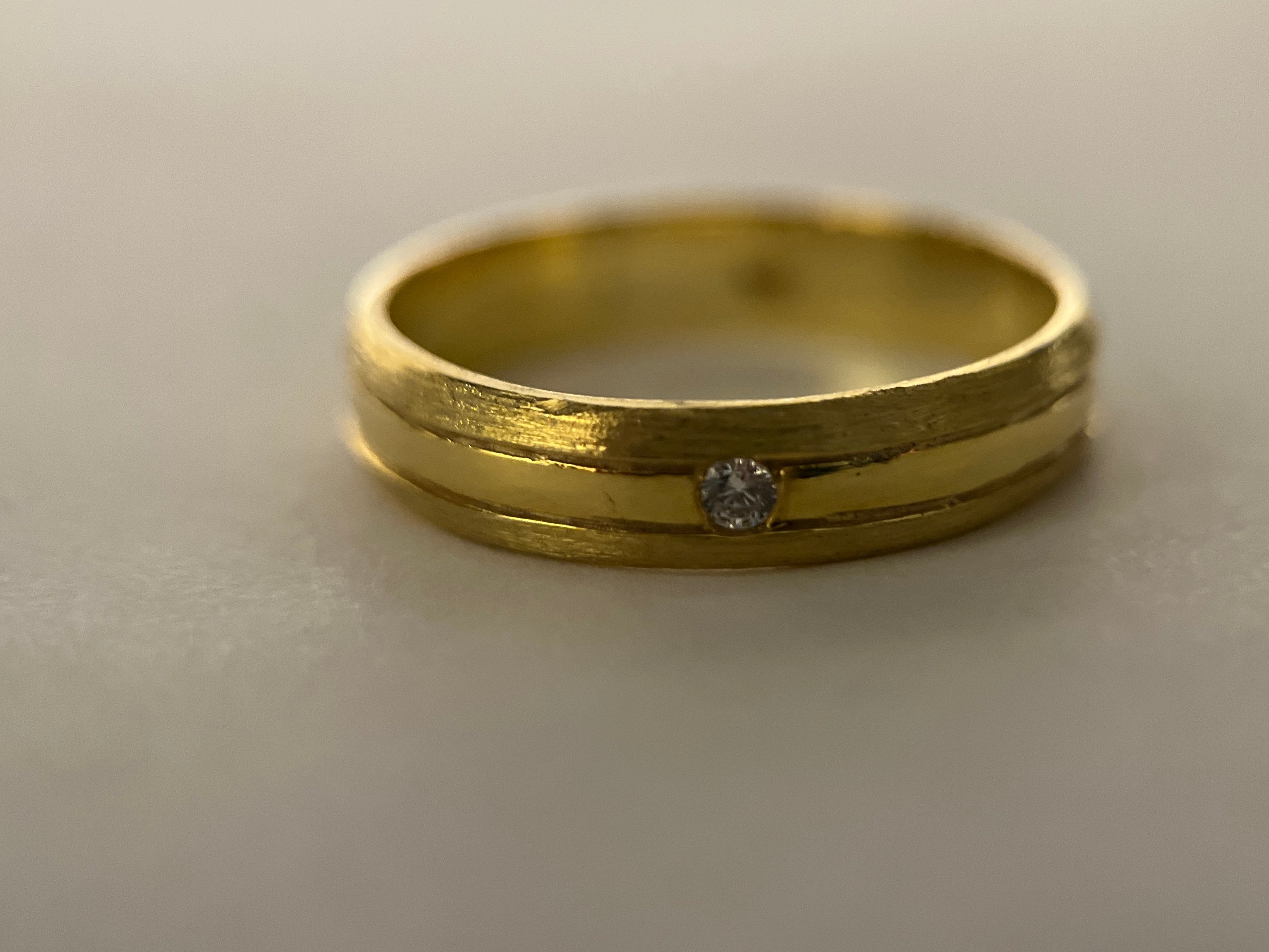 Alexia Wedding Ring- Diamond Accent with Polished and Brushed Finish- 5mm