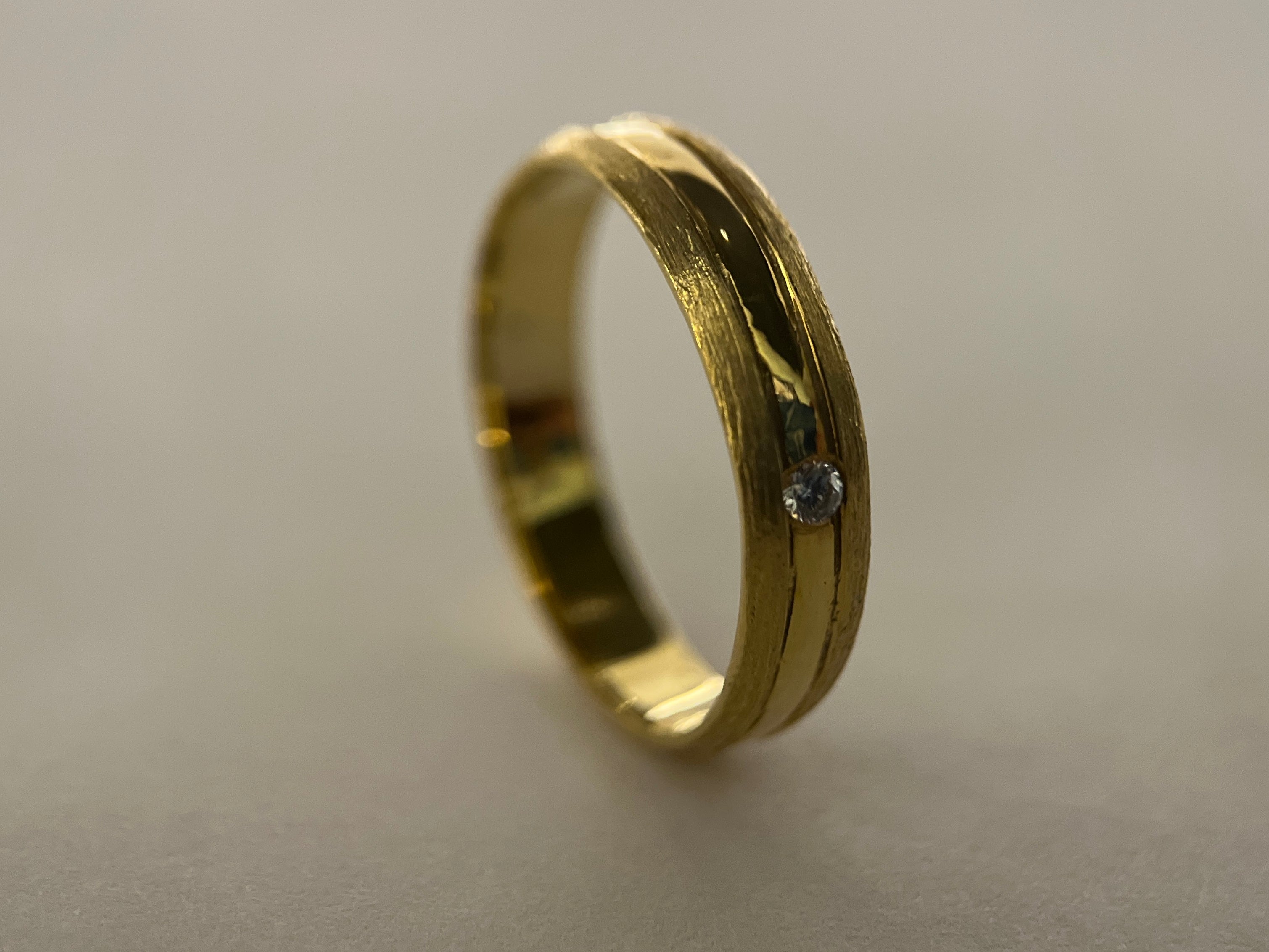 Alexia Wedding Ring- Diamond Accent with Polished and Brushed Finish- 5mm
