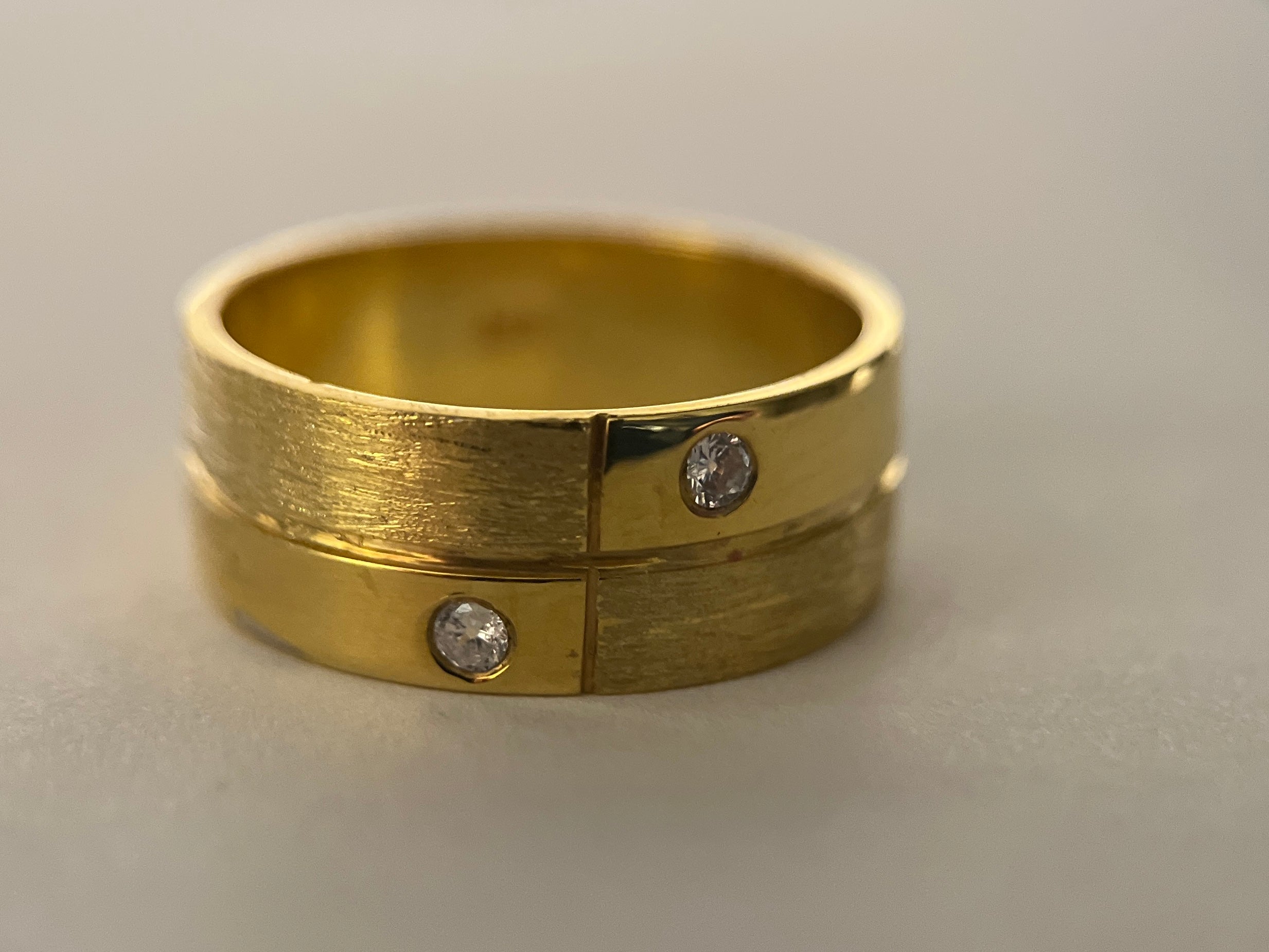 Andreey Wedding Ring- Two Diamond Accent  with Brushed & Polished Finish-7.5mm