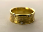 Abby Wedding Ring- Three Diamond Accent with Gold Thread Detailing - 7.5mm