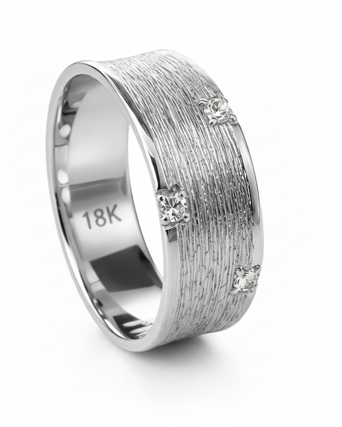 White Gold ring with diamond accents 