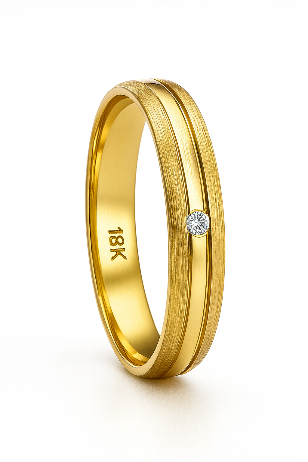 Alexia Wedding Ring- Diamond Accent with Polished and Brushed Finish- 5mm