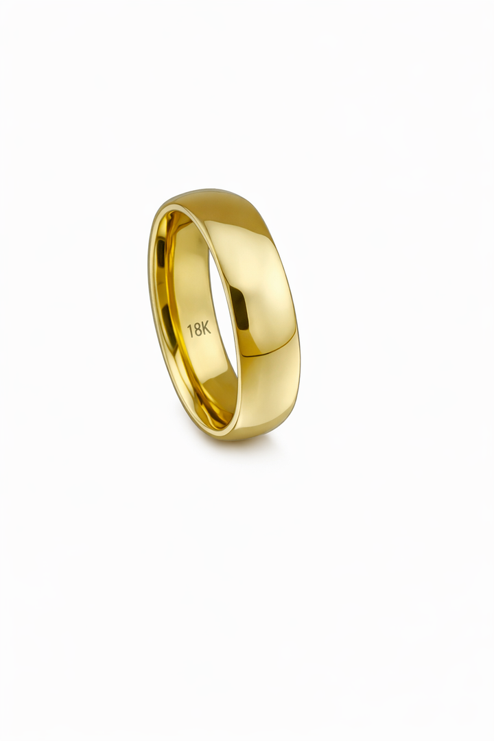 18K Yellow Gold Wedding Band  5.0 mm Classic Comfort Fit Ring