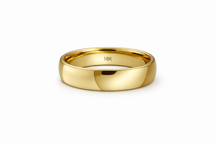 18K Yellow Gold Wedding Band  5.0 mm Classic Comfort Fit Ring