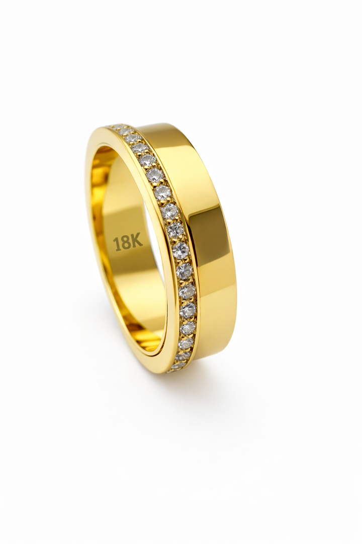 18 K Gold Diamond Wedding Band 6.0mm Yellow Gold With Brilliant-Cut Diamonds