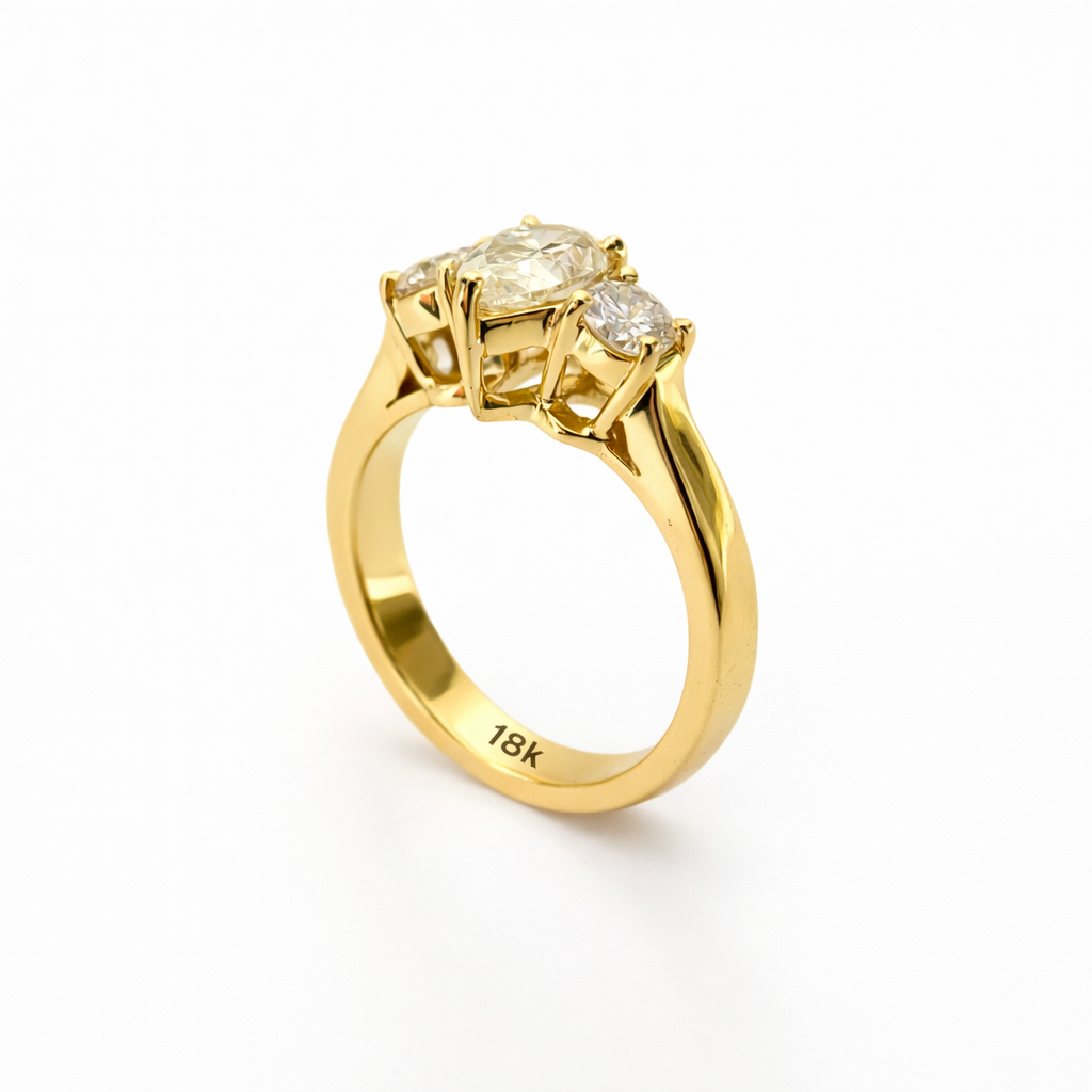 Three - Stone Diamond Engagement Ring -1ct Center