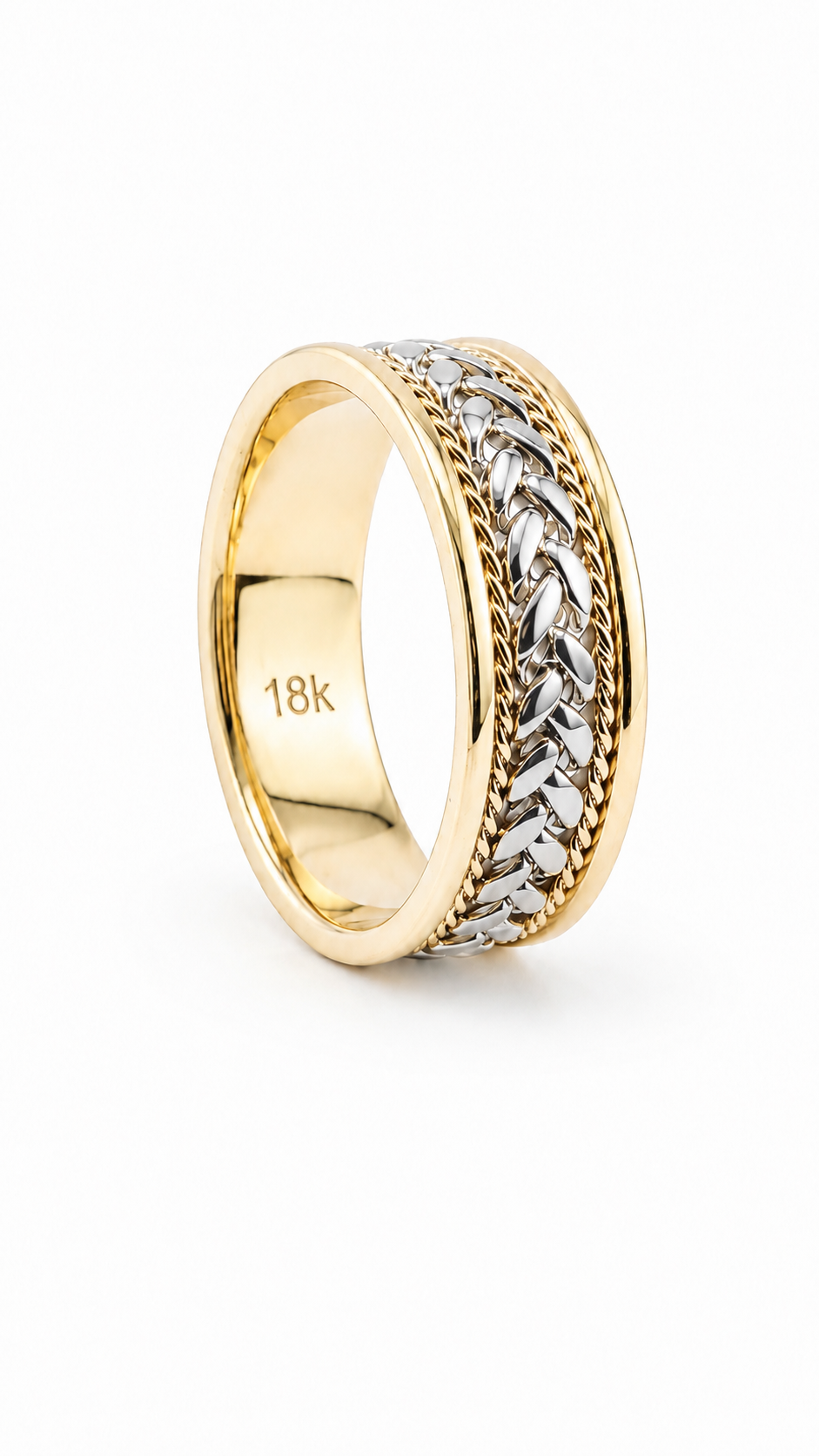 Braided Gold Wedding Band -8mm Silver Anniversary