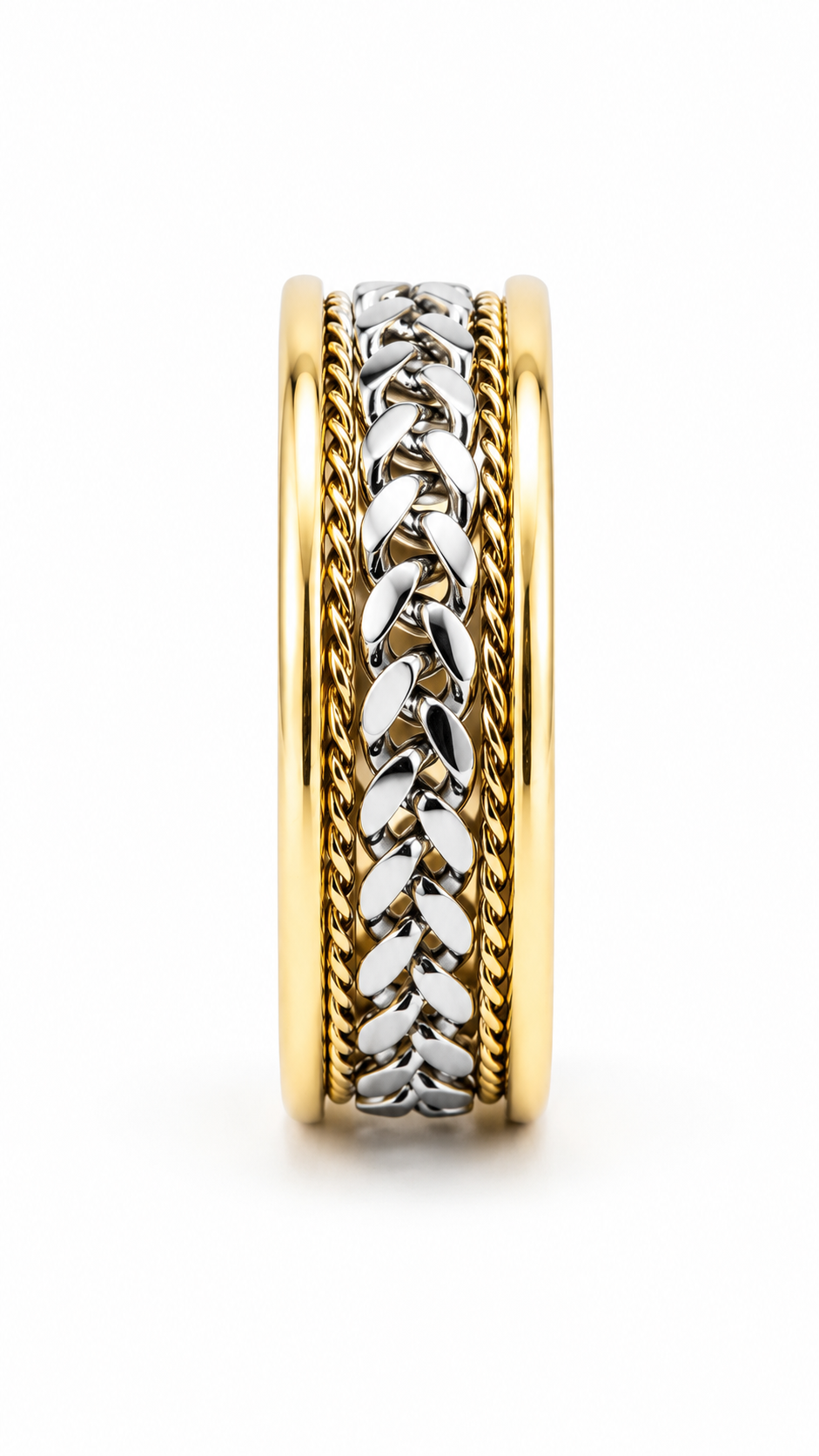 Braided Gold Wedding Band -8mm Silver Anniversary