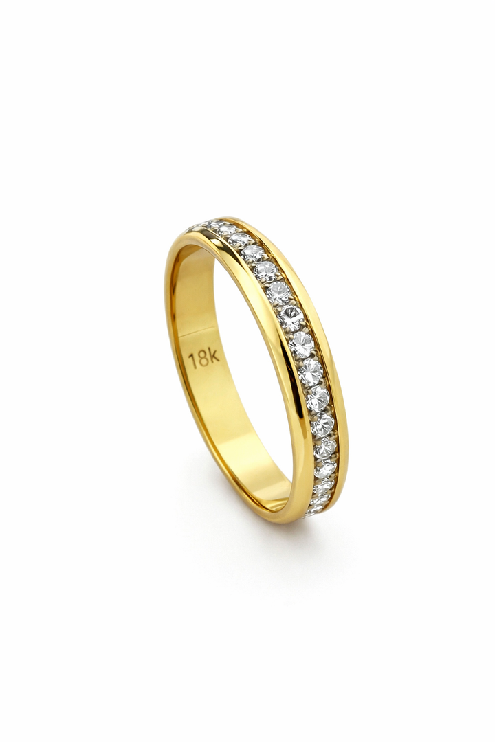 Casey Wedding Band - 18 Diamonds with Round, Polished Edges - 4mm