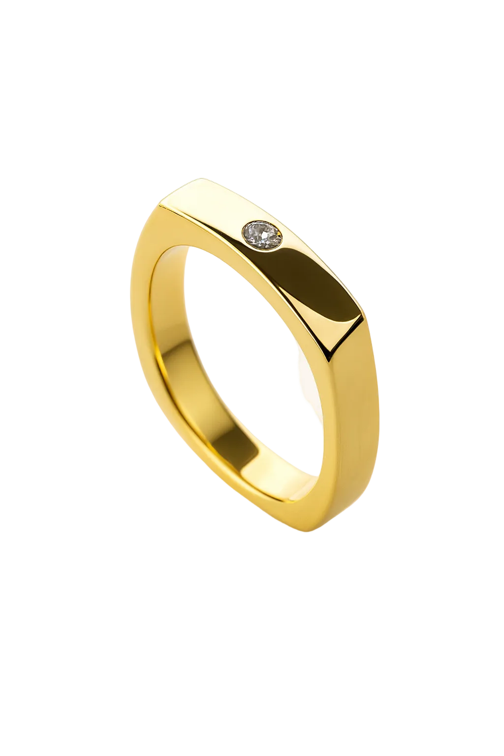 Gold ring with a small diamond