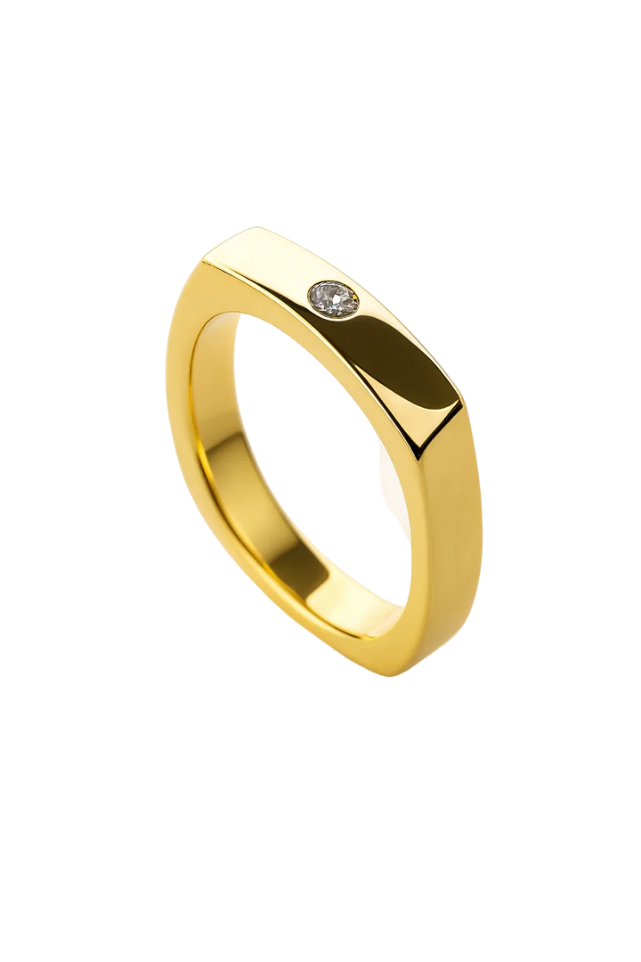 Gold ring with a small diamond