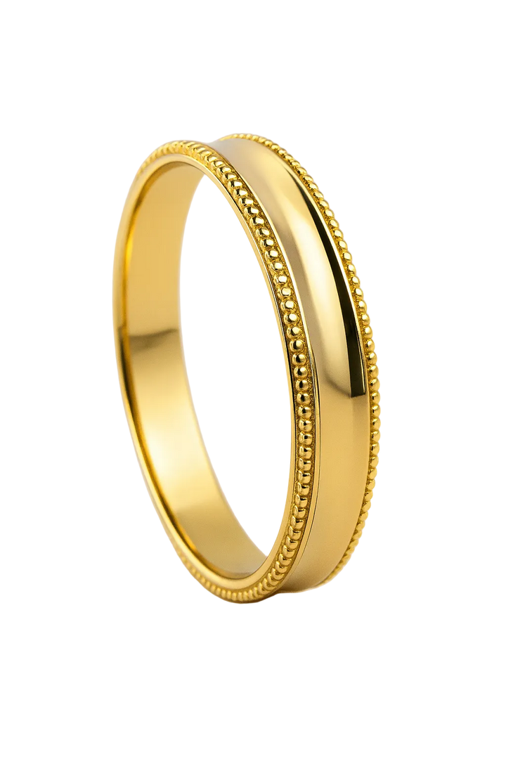 18K Gold Wedding Band with Center Milgrain Detail – 5.0mm