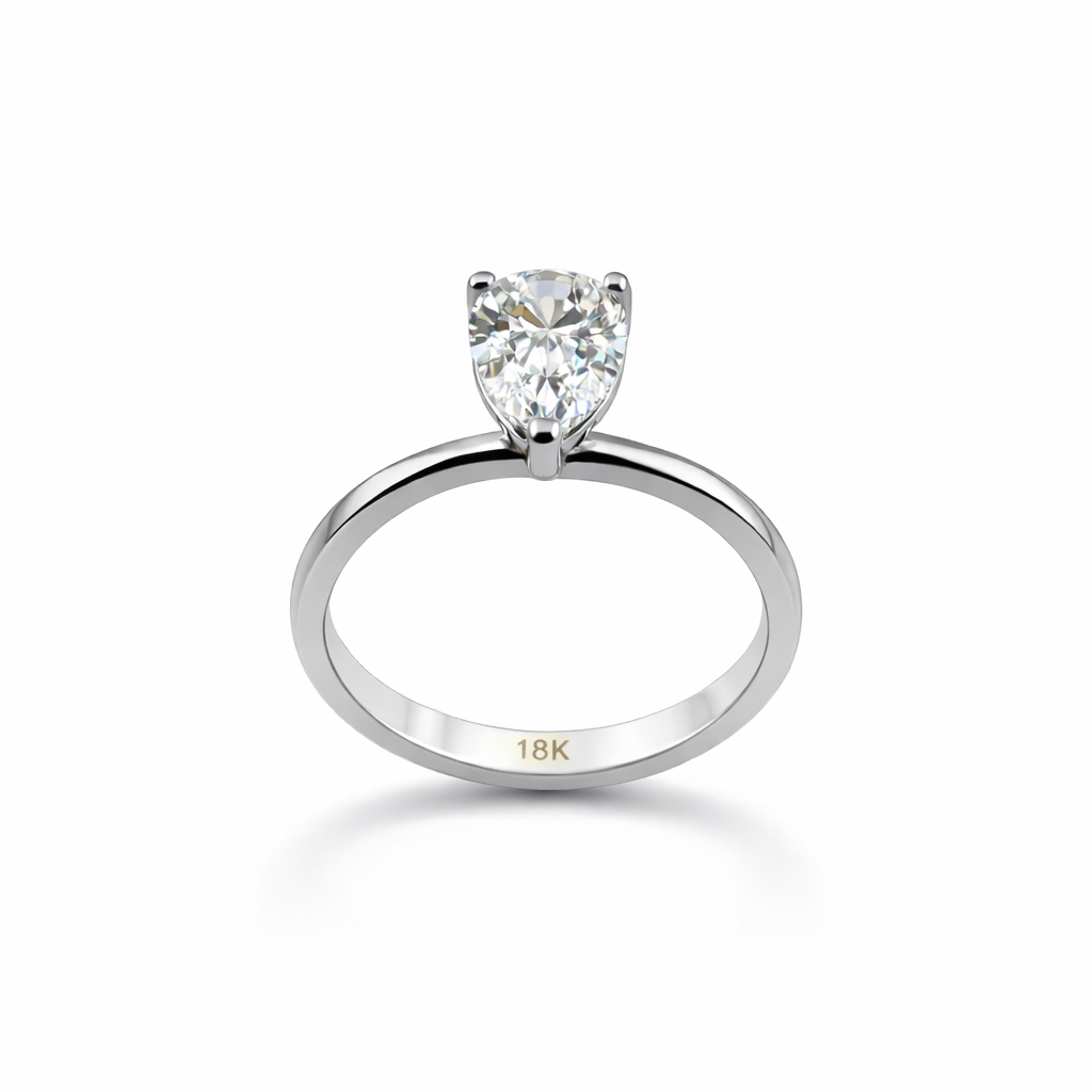 Classic Solitaire Pear Shape Diamond Engagement Ring