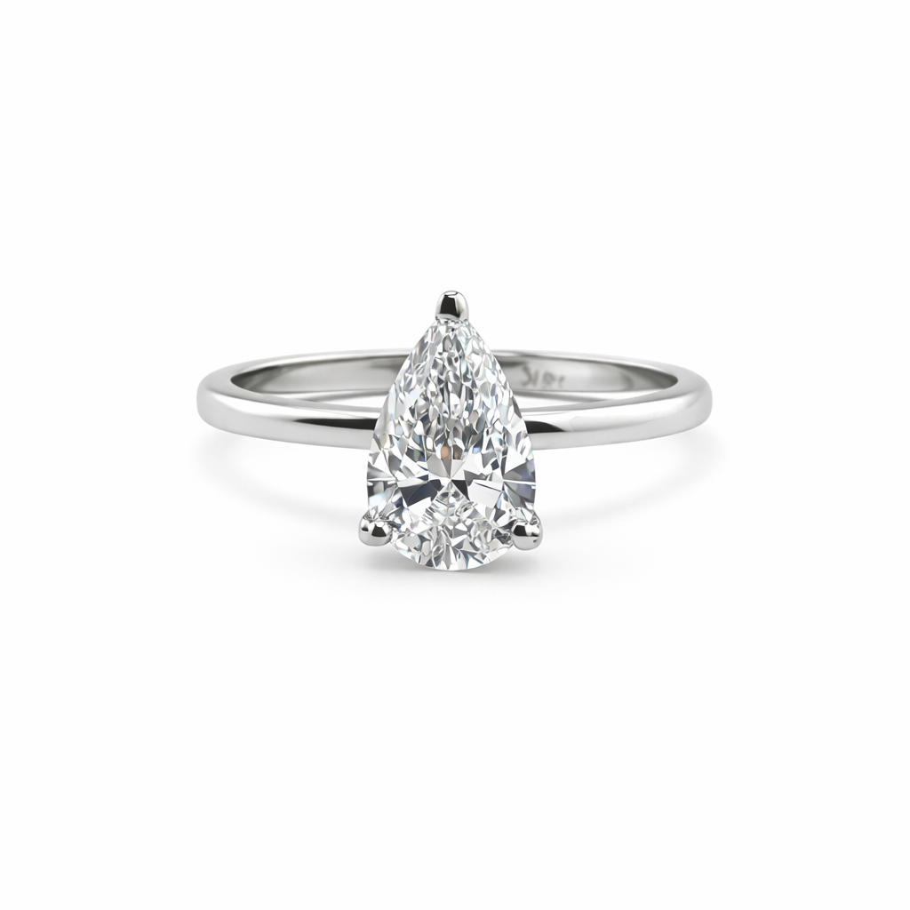 Classic Solitaire Pear Shape Diamond Engagement Ring