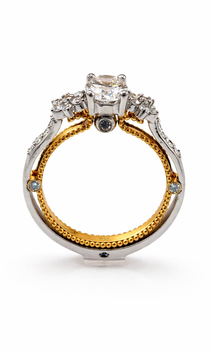 Two-Tone Diamond Engagement Ring – Milgrain Detail