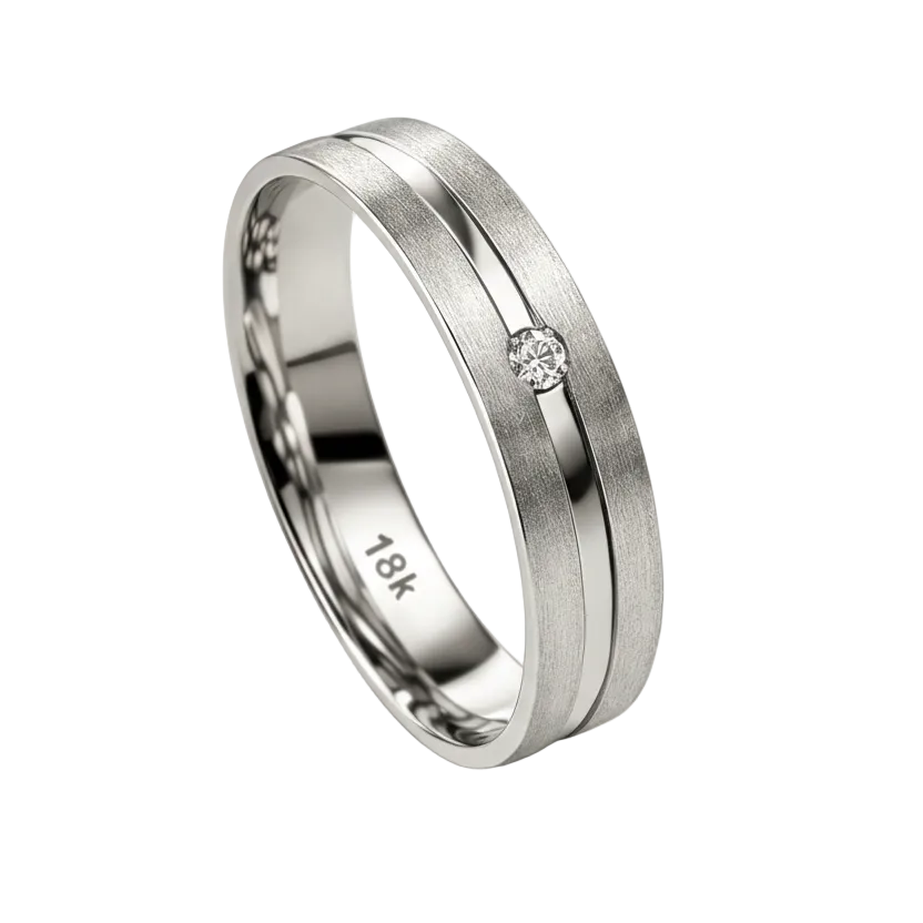 White Gold wedding ring with a diamond 