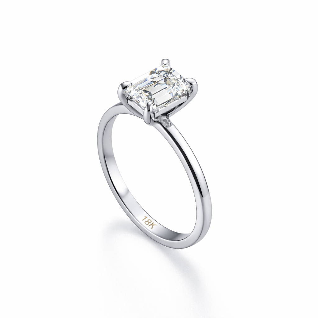 Classic Solitaire Emerald Cut Diamond Engagement Ring