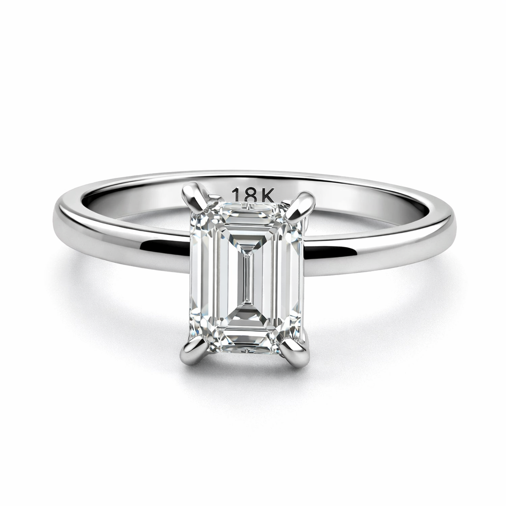 Classic Solitaire Emerald Cut Diamond Engagement Ring