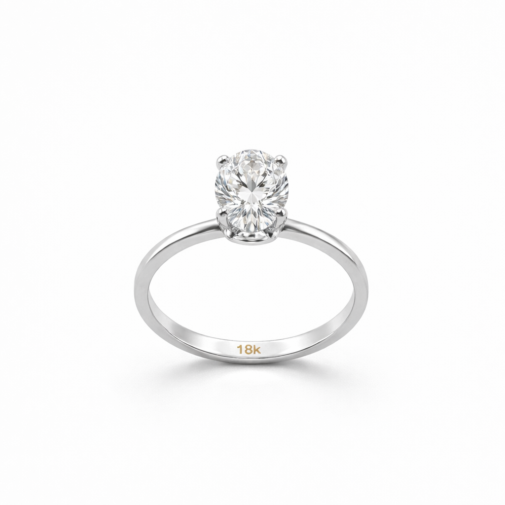 Classic Solitaire Oval Cut Diamond Engagement Ring