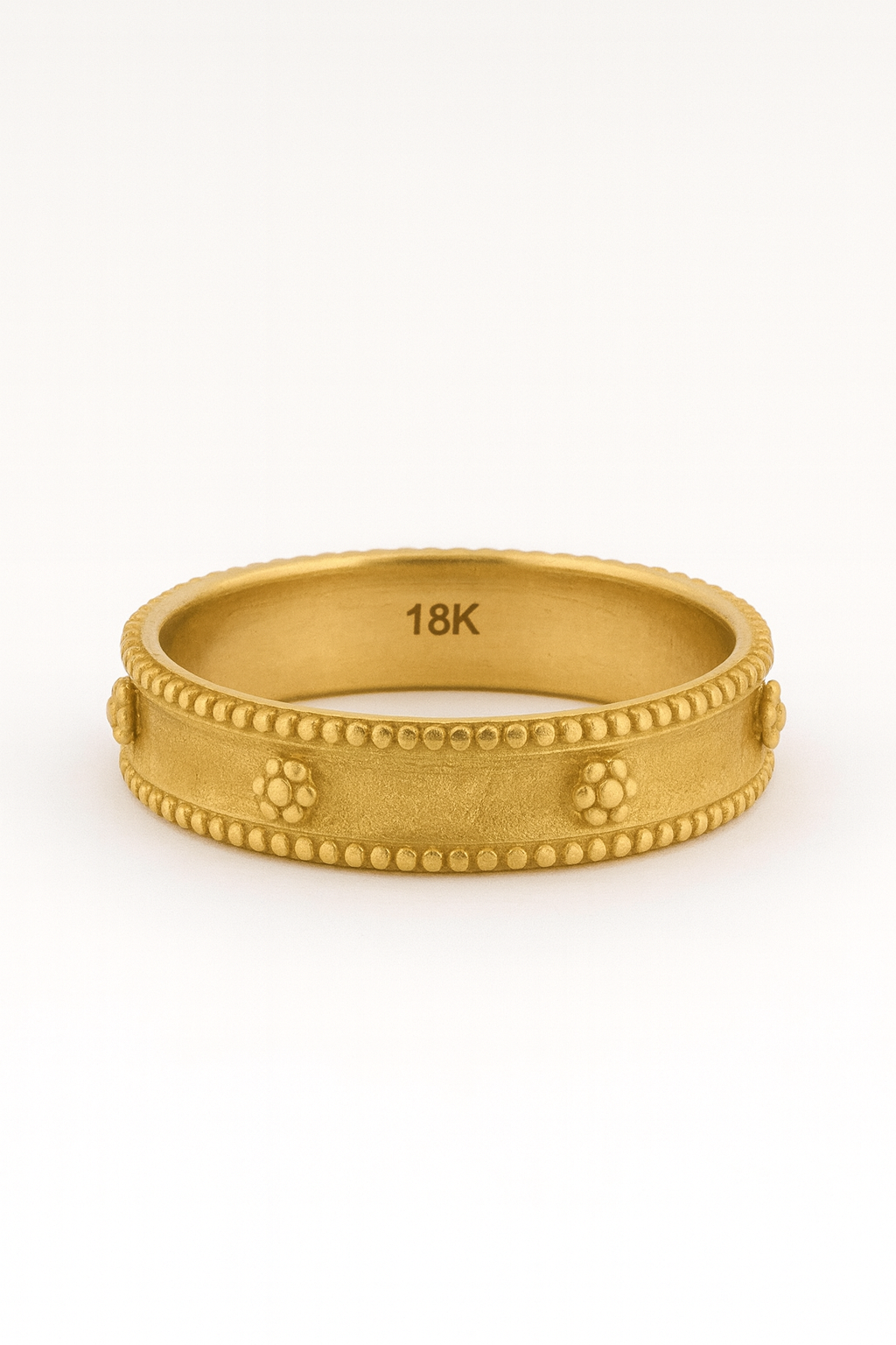 Gold Floral Milgrain Wedding Band – 5mm