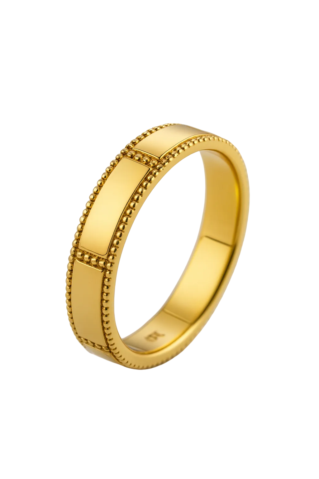 Gold Wedding Band -Milgrain Edges -4mm