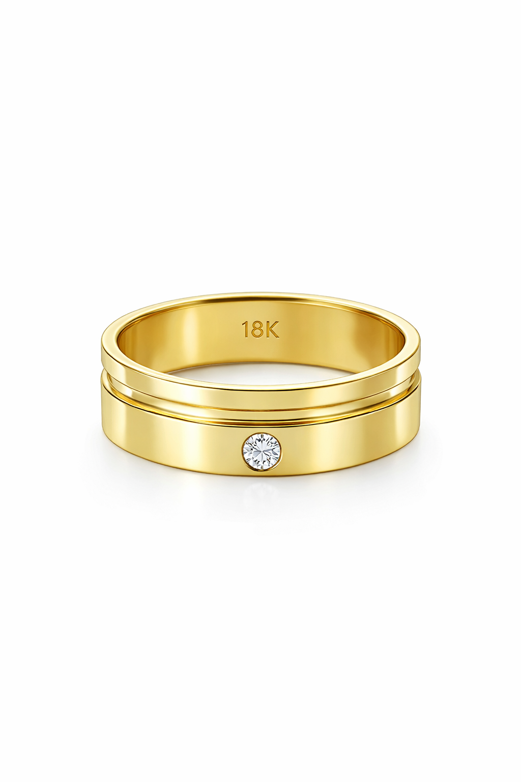 Classic Gold Wedding Band with Single Diamond Accent