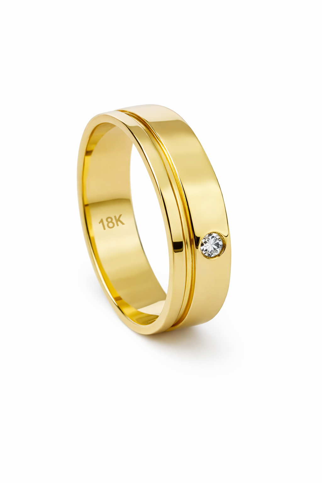 Classic Gold Wedding Band with Single Diamond Accent