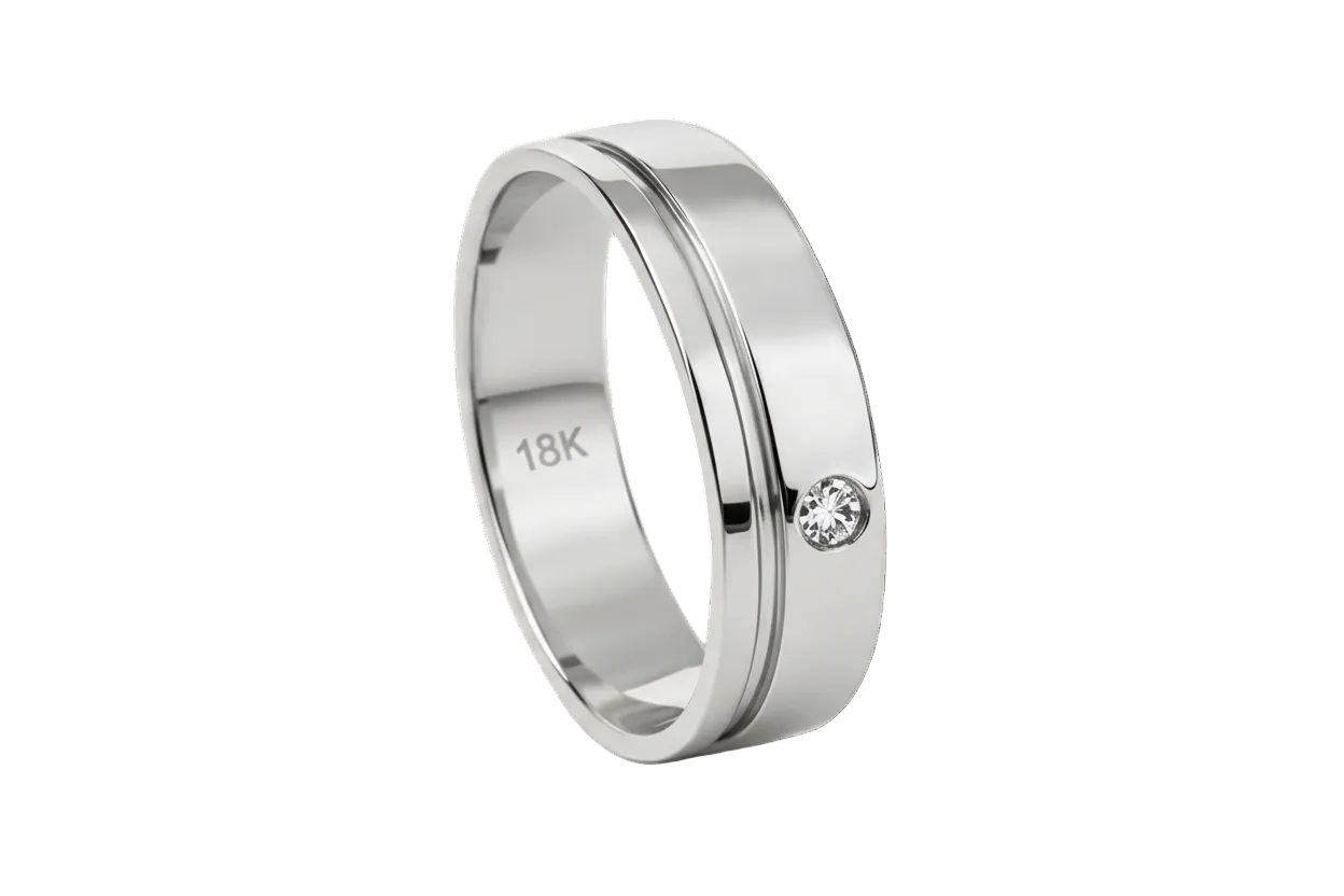 Gold ring with a diamond on a white gold