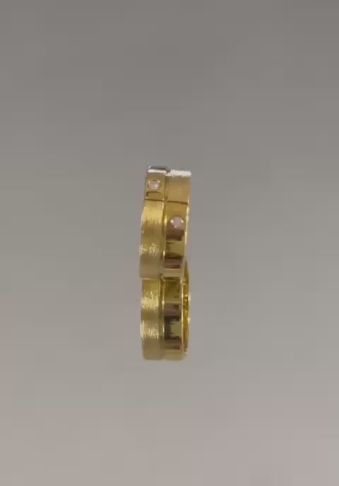 Andreey Wedding Ring- Two Diamond Accent  with Brushed & Polished Finish-7.5mm