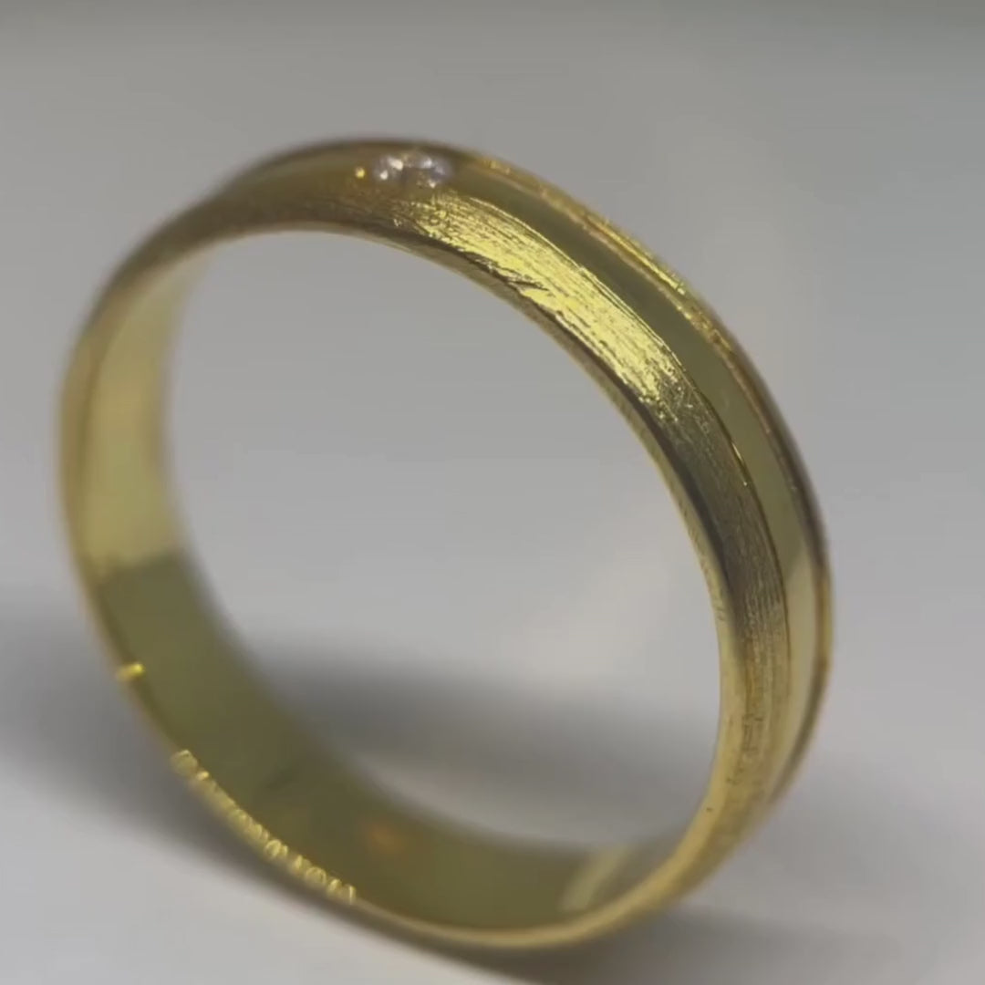 Alexia Wedding Ring- Diamond Accent with Polished and Brushed Finish- 5mm
