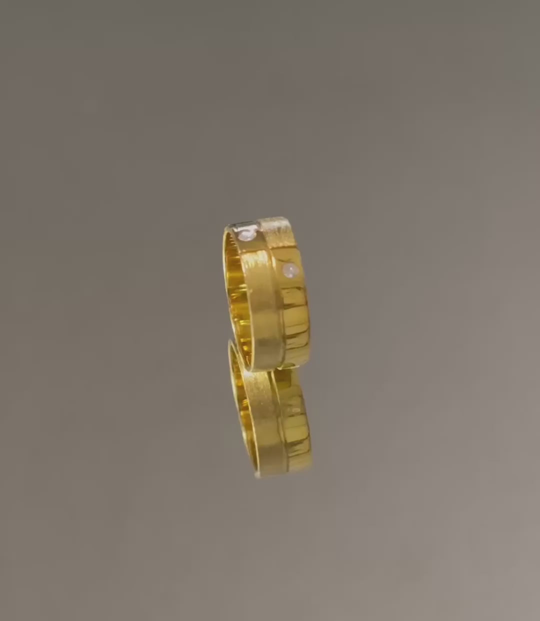 Andreey Wedding Ring- Two Diamond Accent  with Brushed & Polished Finish-7.5mm