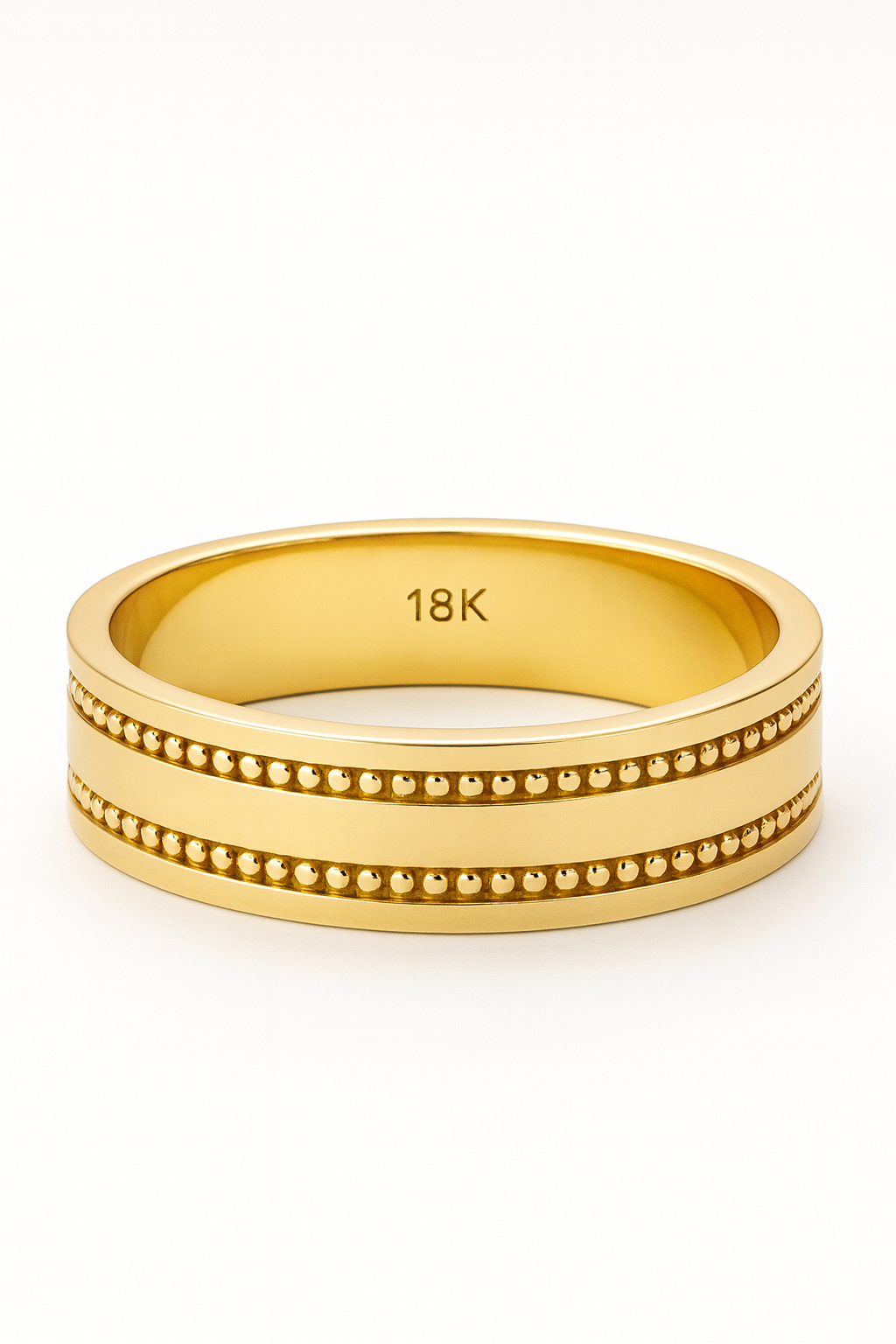 Gold Wedding Band with Double Milgrain Edges – 5.8mm
