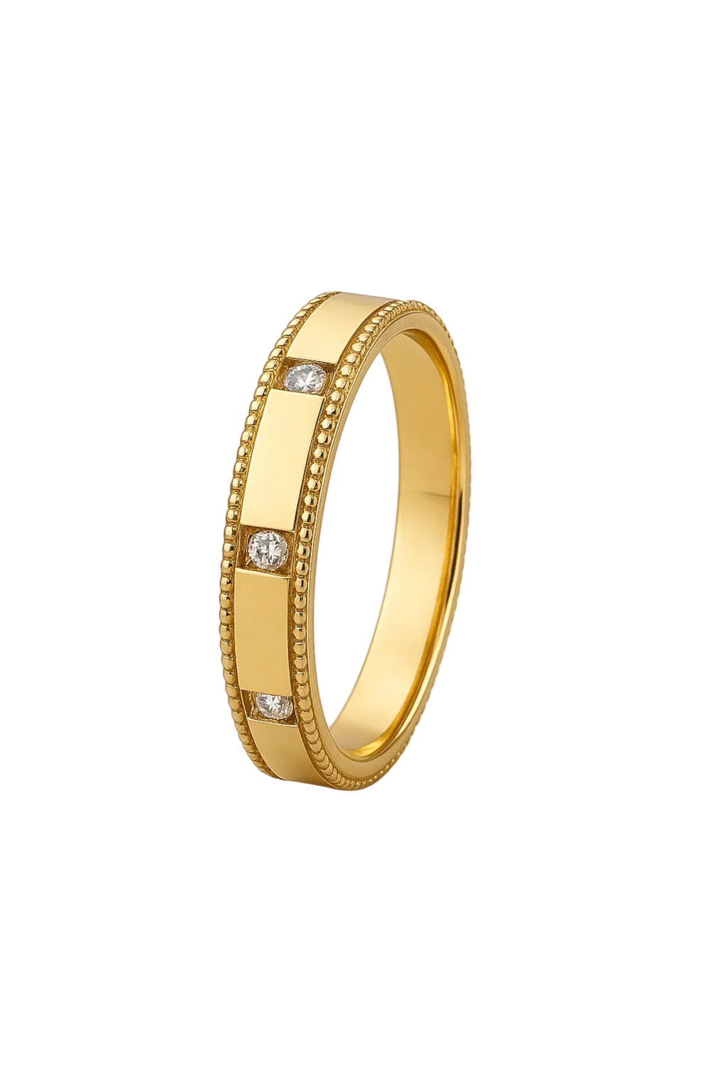 Gold Diamond Weeding Band  4mm -1.5mm Stones-