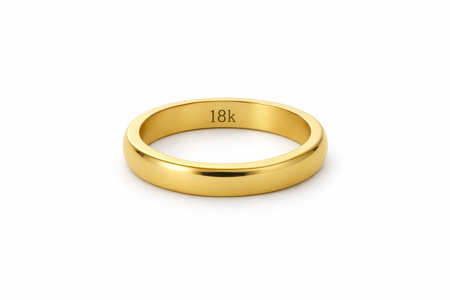 Classic 18K Gold Wedding Band with Rounded Edges - 3mm