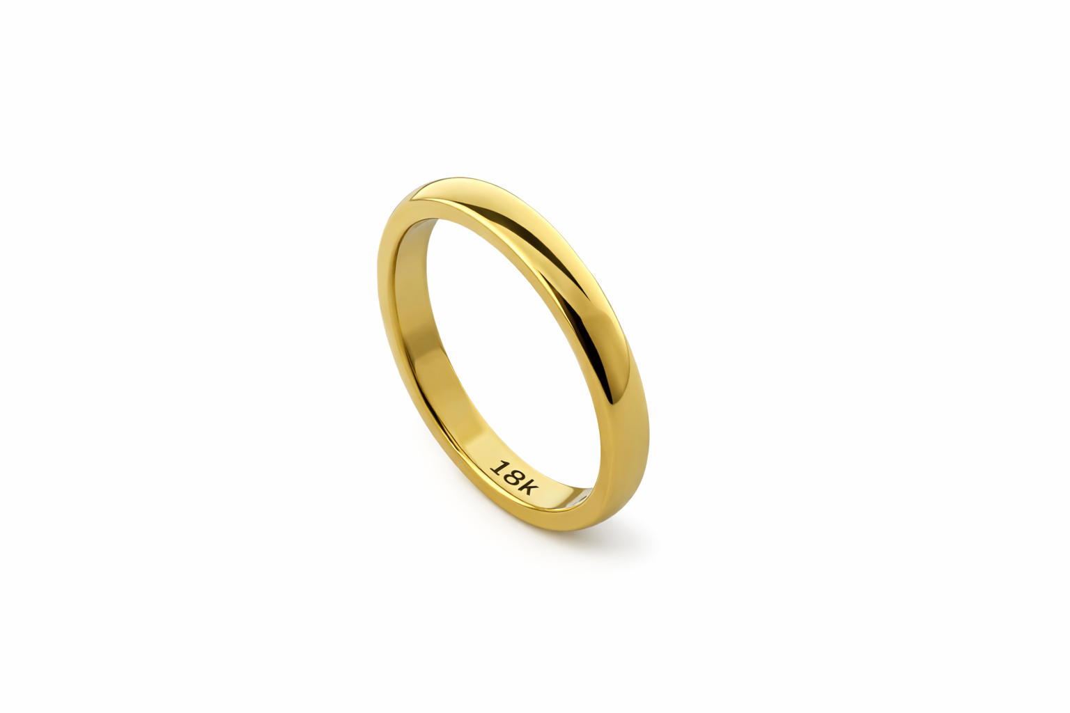 Classic 18K Gold Wedding Band with Rounded Edges - 3mm